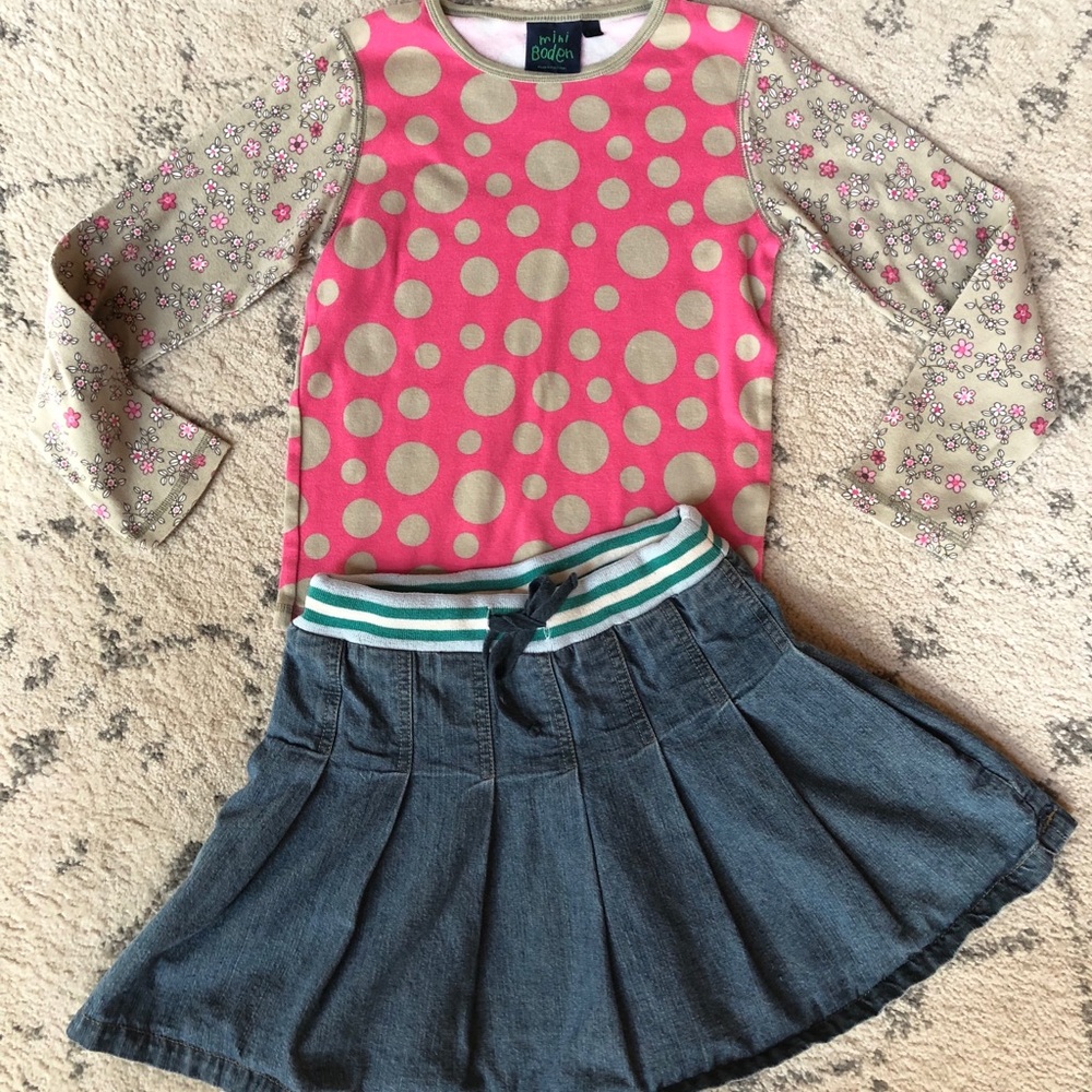 Mini Boden 9/10 skirt set
